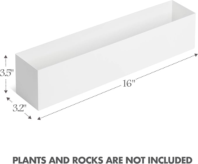 DR&Co Modern White Rectangle Planter Box, Narrow Box - Image 2