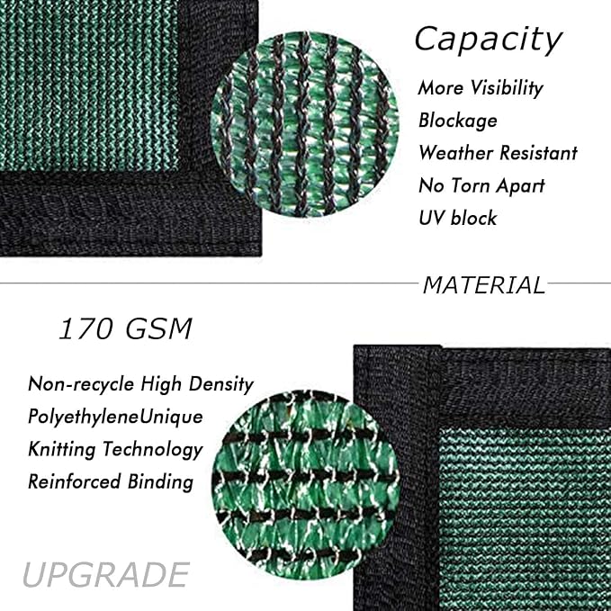 UPGRADE Privacy Fence Screen 6'x10' Dark Green Outdoor 90% Visibility Blockage - Image 2