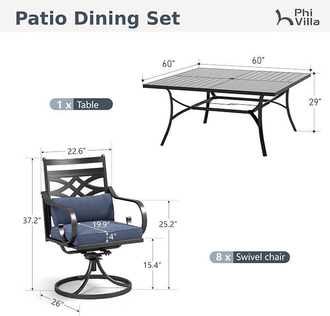 PHI VILLA 9 Pieces Outdoor Dining Set - Image 2