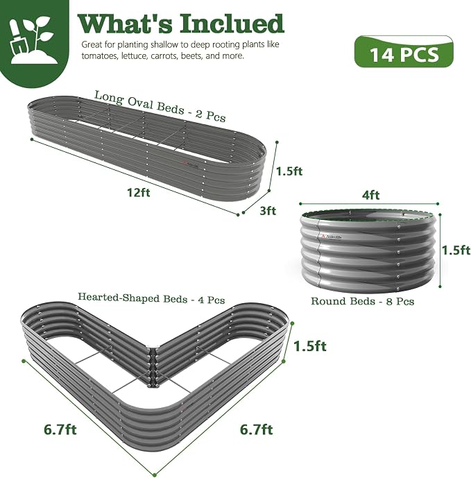 A ANLEOLIFE Set of 14, 18 Inch Tall Raised Garden Beds Kit, Heart-Shaped - Image 2