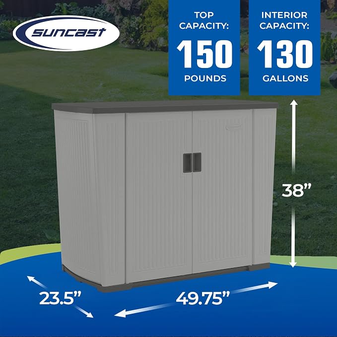 Suncast 130-Gallon Backyard Oasis Basic Unit Lockable Outdoor Storage Cabinet - Image 3
