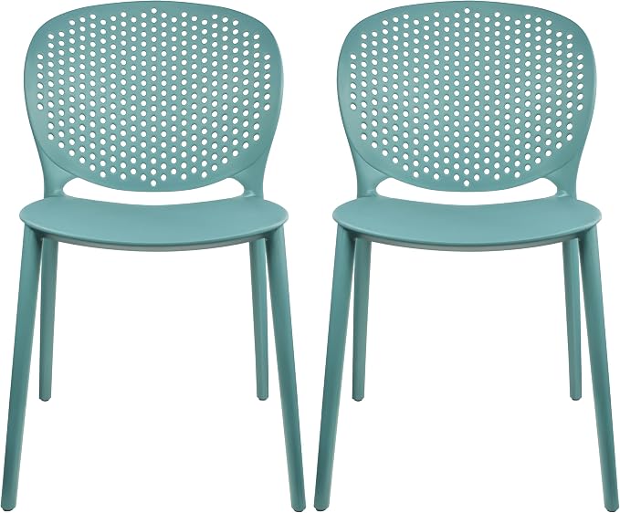 2xhome Set of 2 Patio Dining Chairs | Modern Stackable Outdoor Pool Side Chair by 2xhome