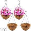 TIHOOD 4 Pack 12 inch Hanging Planter Basket Outdoor Large Hanging Flower Pots by Tihood