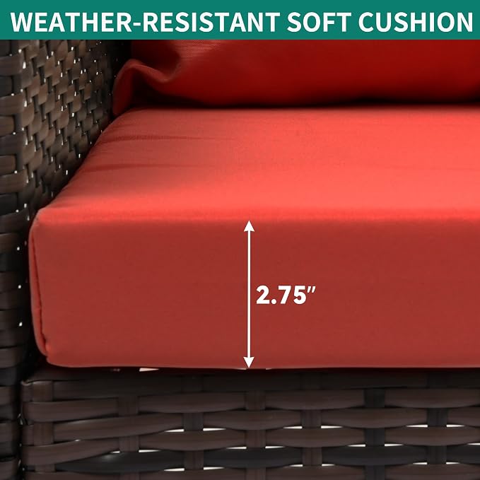 YITAHOME Wicker Hanging Porch Swing Chair Outdoor Brown Rattan Patio Swing - Image 5