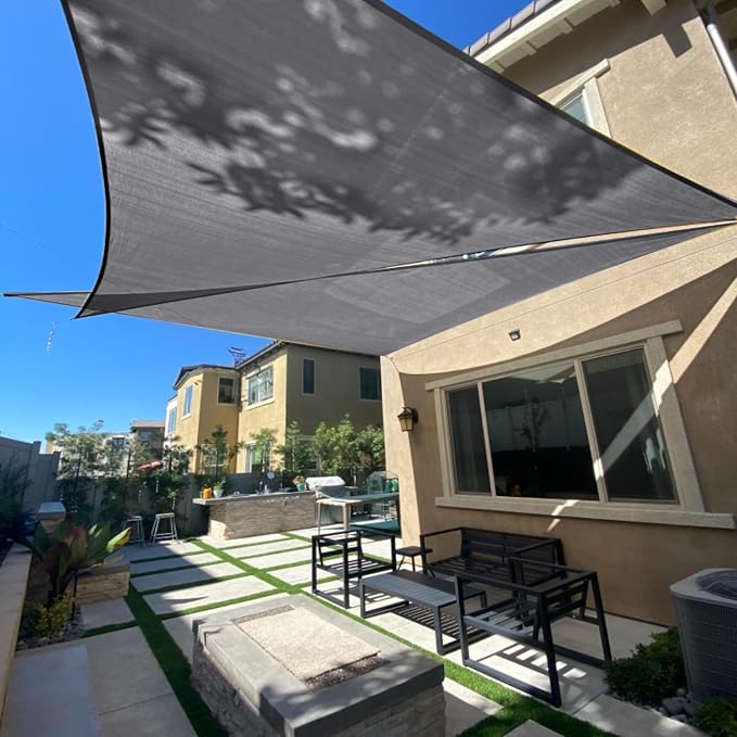 SUNLAX Sun Shade Sail 16' x 21' x 26.4' Dark Grey Rectangle Canopy Sail Shade by SUNLAX