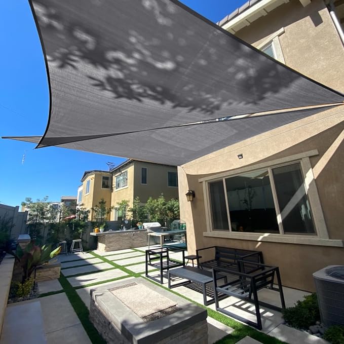 SUNLAX Sun Shade Sail 6' x 8' x 10' Dark Grey Rectangle Canopy Sail Shade Cover by SUNLAX