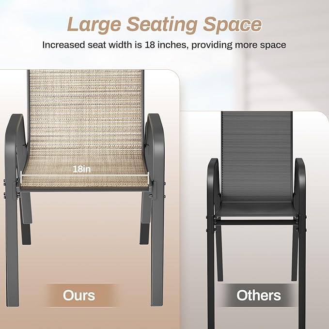 TLSUNNY Patio Chairs, Stackable Textilene Outdoor Dining Furniture - Image 7