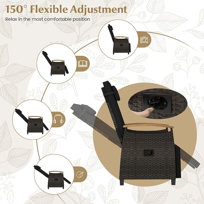 RELAX4LIFE Rattan Outdoor Recliner Chair - Image 4