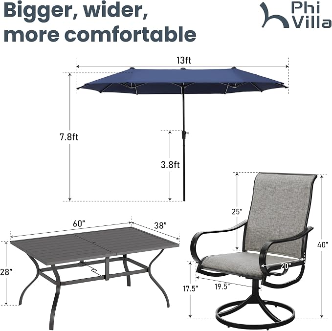 PHI VILLA 8 PCS Patio Dining Set - Image 7