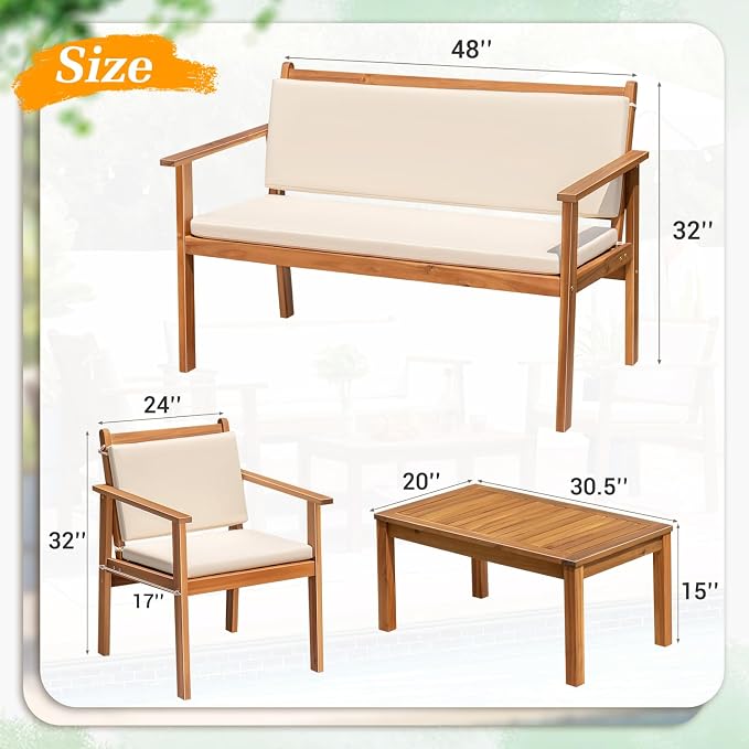 Greesum Outdoor Patio Furniture, 4 Piece Bistro Sofa Set - Image 5