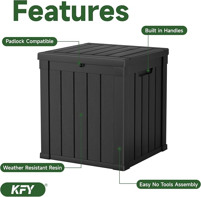 50 gallon deck box, All-weather resin material outdoorstorage box easy to - Image 3
