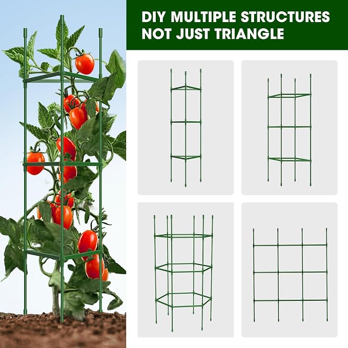6 Pack Tomato Cages for Garden, Heavy Duty Adjustable Tomato Stake Support for - Image 4