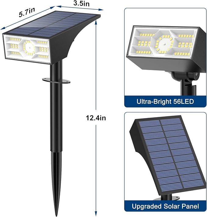 Solar Spot Lights Outdoor, 2 Pack Outdoor Solar Lights - Image 7