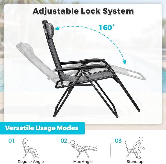 Homall Zero Gravity Chair Patio Folding Lawn Outdoor Lounge Reclining Chair - Image 6