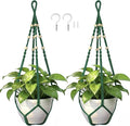 Macrame Plant Hanger, Wood Beads Cotton Hanging Planter Holder by Unknown