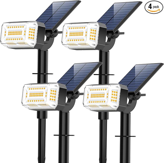 Solar Spot Lights Outdoor, 102 LED Solar Garden Yard Spotlight Waterproof by WENATY