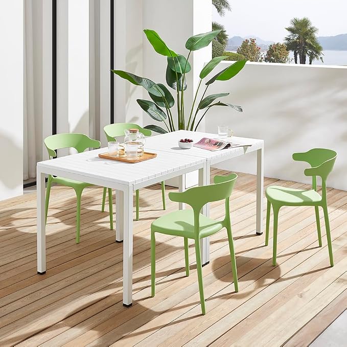 Modern Stackable Dining Chair Set, No Assembly, Plastic Chair, Patio Chair - Image 5