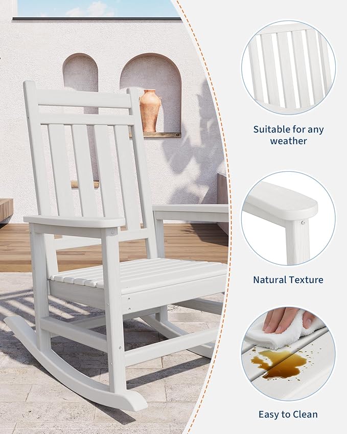 GarveeLife Poly Lumber Rocking Chair Outdoor Set of 2 - Image 3