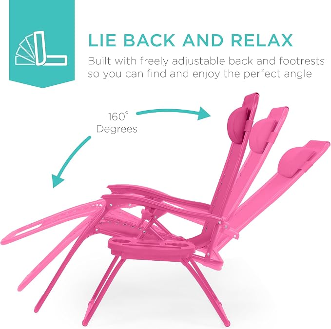 Best Choice Products Set of 2 Adjustable Steel Mesh Zero Gravity Lounge Chair - Image 3