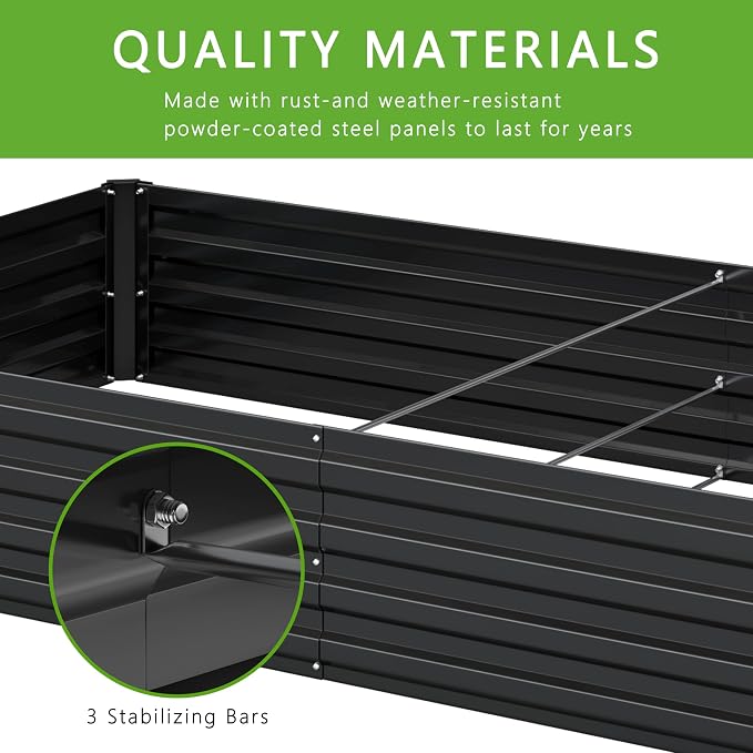 2PCS 8x4x1FT Galvanized Raised Garden Bed Kit, Vegetable Boxes-Rectangle Metal - Image 4