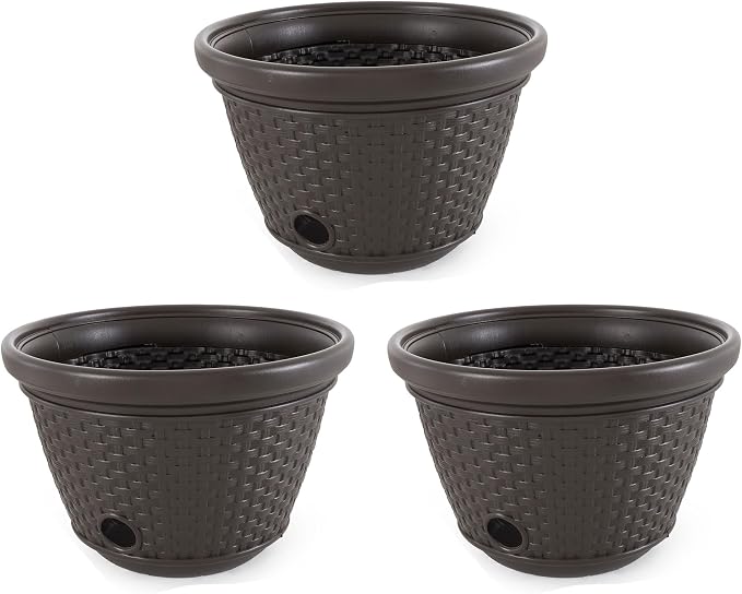 Suncast 3 Pack Decorative Wicker Garden Hose Holder Pot by Suncast