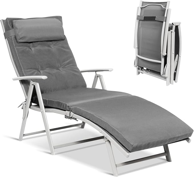 Giantex Chaise Lounge Chair for Outside, Pool Folding Reclining Beach Chair by Giantex