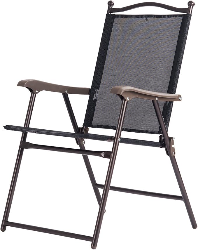 Giantex Set of 2 Patio Folding Chairs, Outdoor Patio Dining Chairs w/Armrest - Image 8