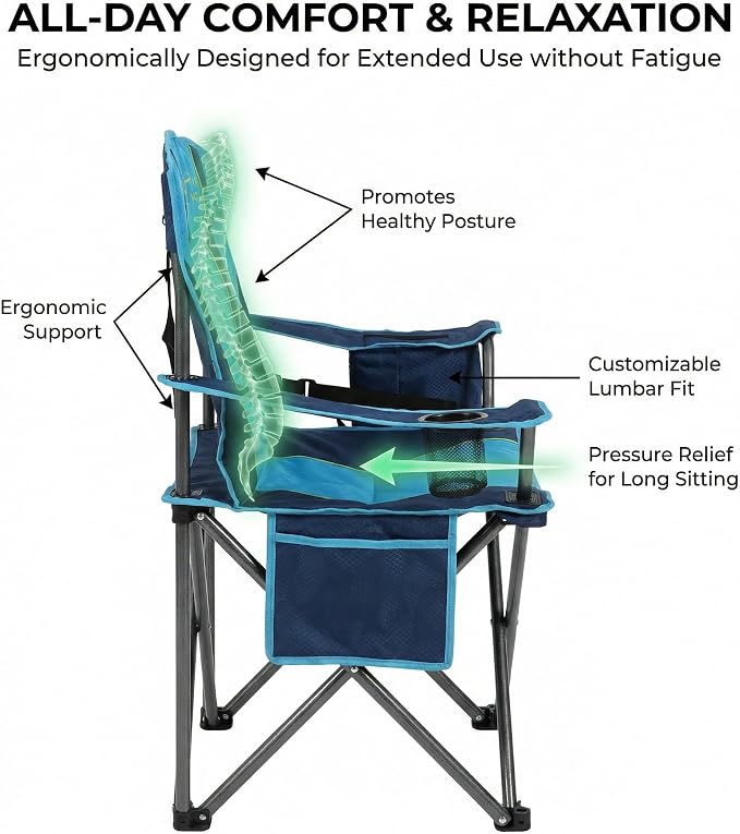 FAIR WIND 2 Pack Heavy Duty Camping Chair, Oversized Padded Folding Chair - Image 4