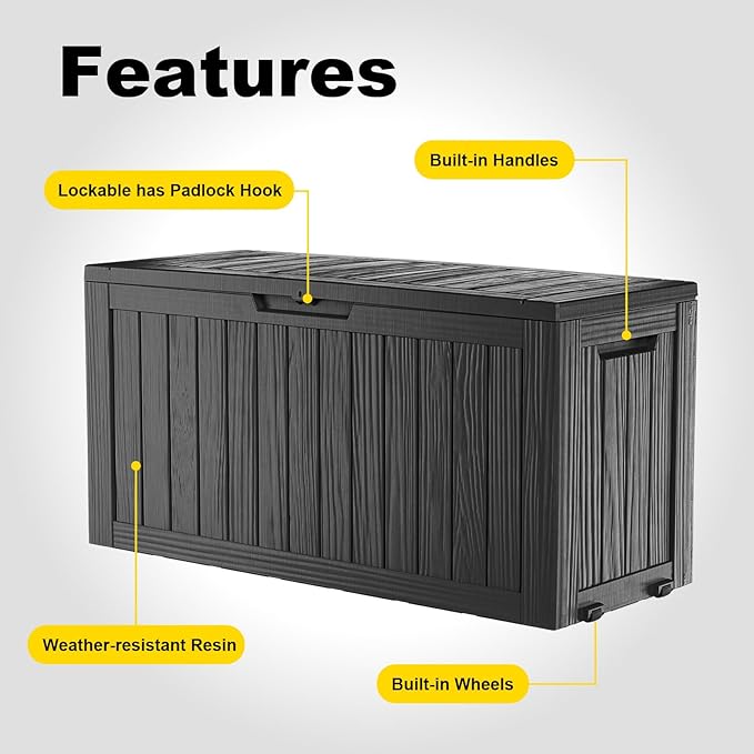 ROJIK Outdoor Storage Box with Wheels – 85 Gallon Mobile Waterproof Resin Deck - Image 5