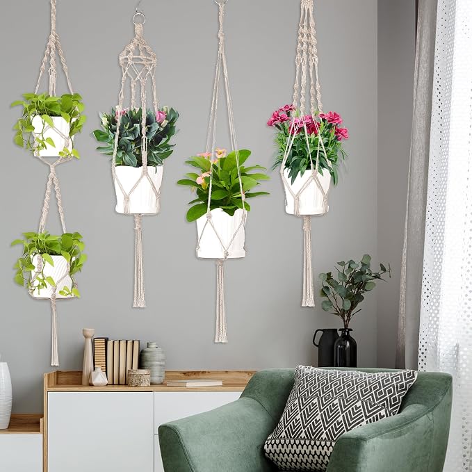 Hoteam 12 Pcs Macrame Plant Hangers Macrame Hanging Planters - Image 6