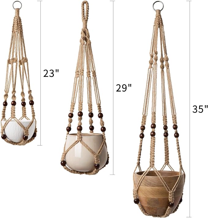 Mkono 3 Pack Macrame Plant Hangers Indoor Different Size Hanging Planter Basket - Image 6