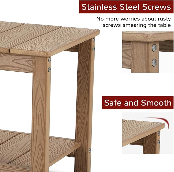 Stoog Outdoor Side Table, Weather Resistant 2-Tier Rectangle Patio End Table - Image 6