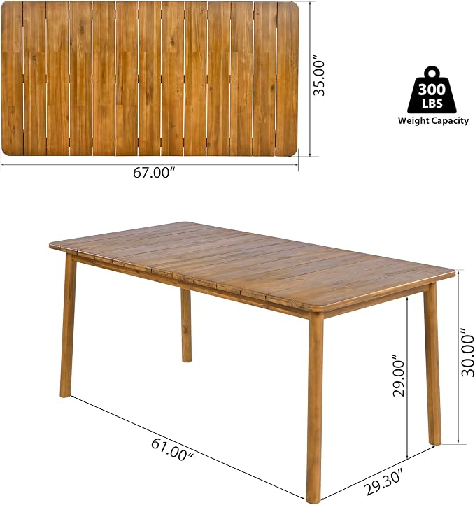 Christopher Knight Home Kclent Patio Acacia Wood Dining Set - Image 6