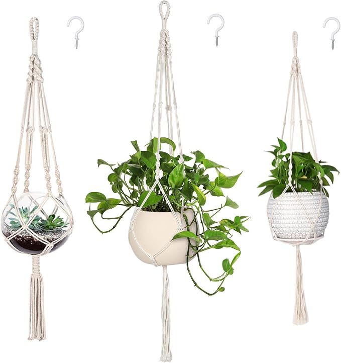 MIPON 3 Pack Macrame Plant Hanger Indoor Hanging Planter Holder by MIPON