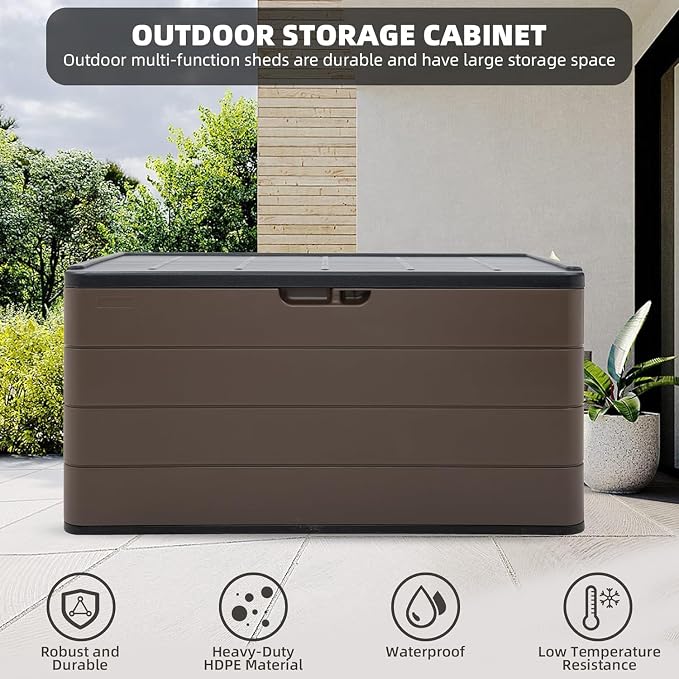 TARKARI Premium Pro Edition 100 Gallon Lockable Resin Deck Box, Waterproof & - Image 2