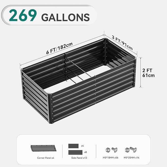 YITAHOME 6x3x2 ft 4pcs Galvanized Raised Garden Bed Kit, Large Metal Planter Box - Image 8
