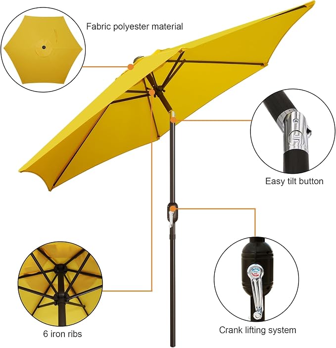 Blissun 7.5 ft Patio Umbrella, Yard Umbrella, Outdoor Market Umbrella - Image 2