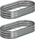 8x4x1ft Galvanized Oval Raised Garden Bed, Outdoor Planter Box Metal Patio Kit by Foxlang