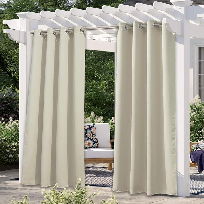 NICETOWN Weighted Patio Outdoor Curtain 95 inch Length, Home Fashion Microfiber by NICETOWN