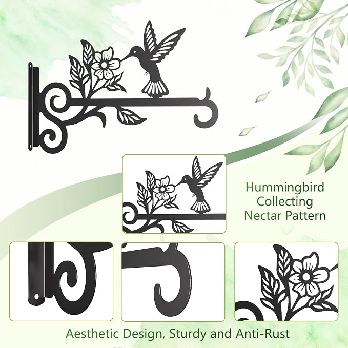 2-Pack Aesthetic Plant Hangers Outdoor – 10 Inch Metal Hanging Plant Bracket - Image 7