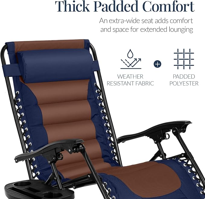 Best Choice Products Oversized Padded Zero Gravity Chair, Folding Outdoor Patio - Image 5