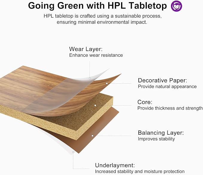 PURPLE LEAF Bar Rectangular Table Patio Modern Pub Dining Table - Image 4