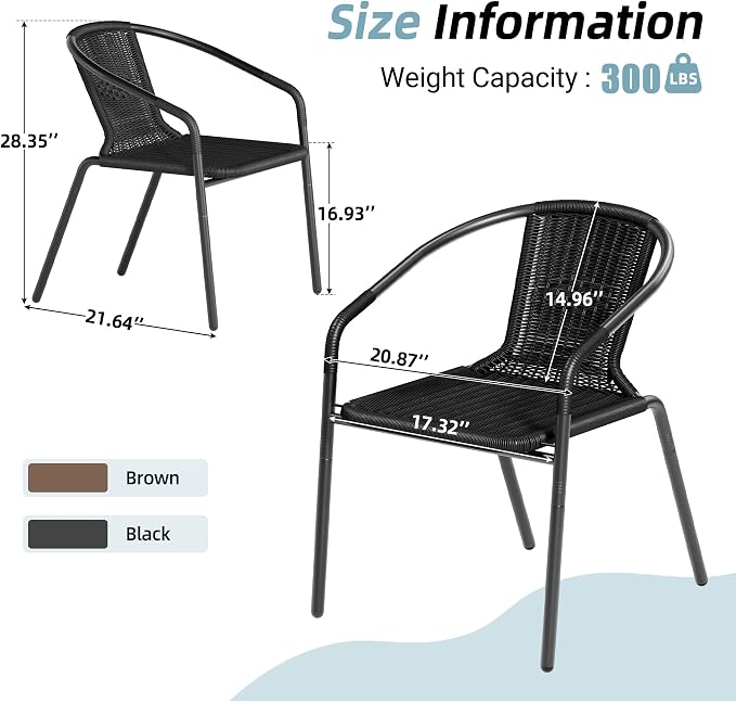 Amopatio Outdoor Dining Chairs Set of 4, Stackable Patio Chairs, Rattan Wicker - Image 5