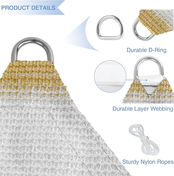 E&K Sunrise 20' x 20' x 20' Sun Shade Sail Triangle Canopy Shade Cover UV Block - Image 4