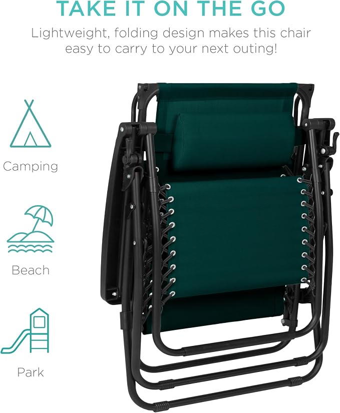 Best Choice Products 30” Wide Folding Zero Gravity Outdoor Recliner Patio - Image 9