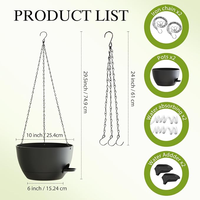 10 Inch Hanging Baskets 2 PC - Image 2