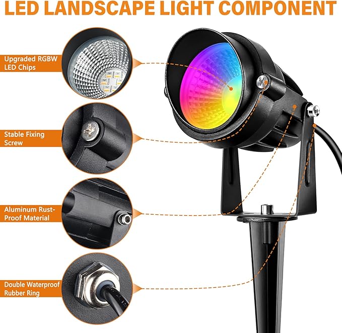 Spotlight Outdoor RGBW Low Voltage Landscape Lights, 12V-24V Color Changing - Image 3