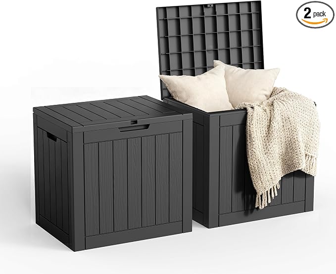 30 Gallon Outdoor Storage Box, Large Resin Deck Box by Unknown