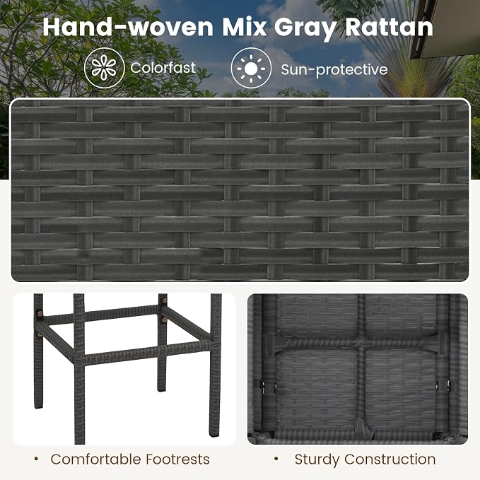 Tangkula 5 Piece Outdoor Rattan Bar Set, Patio Bar Furniture - Image 8