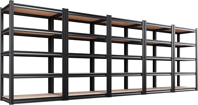 Set of 5 Garage Shelving Heavy Duty Storage Shelves, Metal Adjustable Shelving by Unknown
